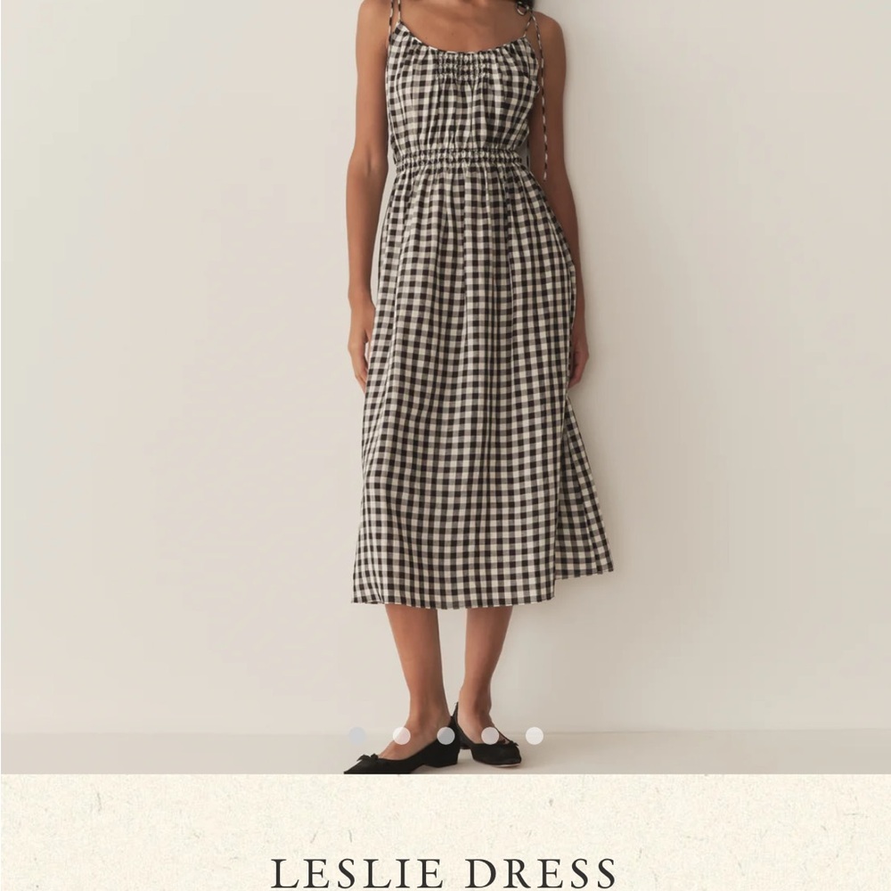 Doen Leslie Gingham Midi Dress in Black and White